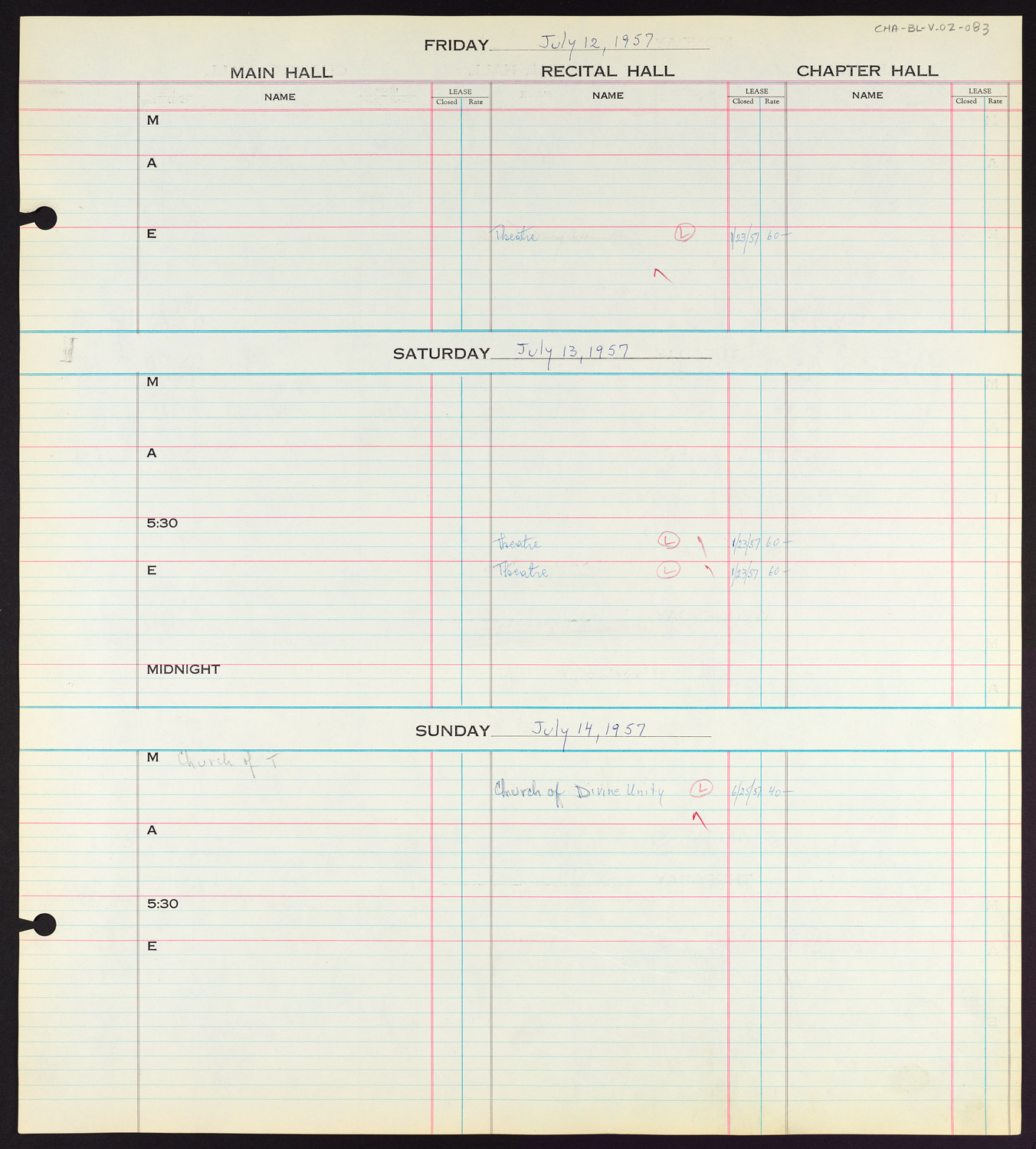 Carnegie Hall Booking Ledger, volume 2, page 83