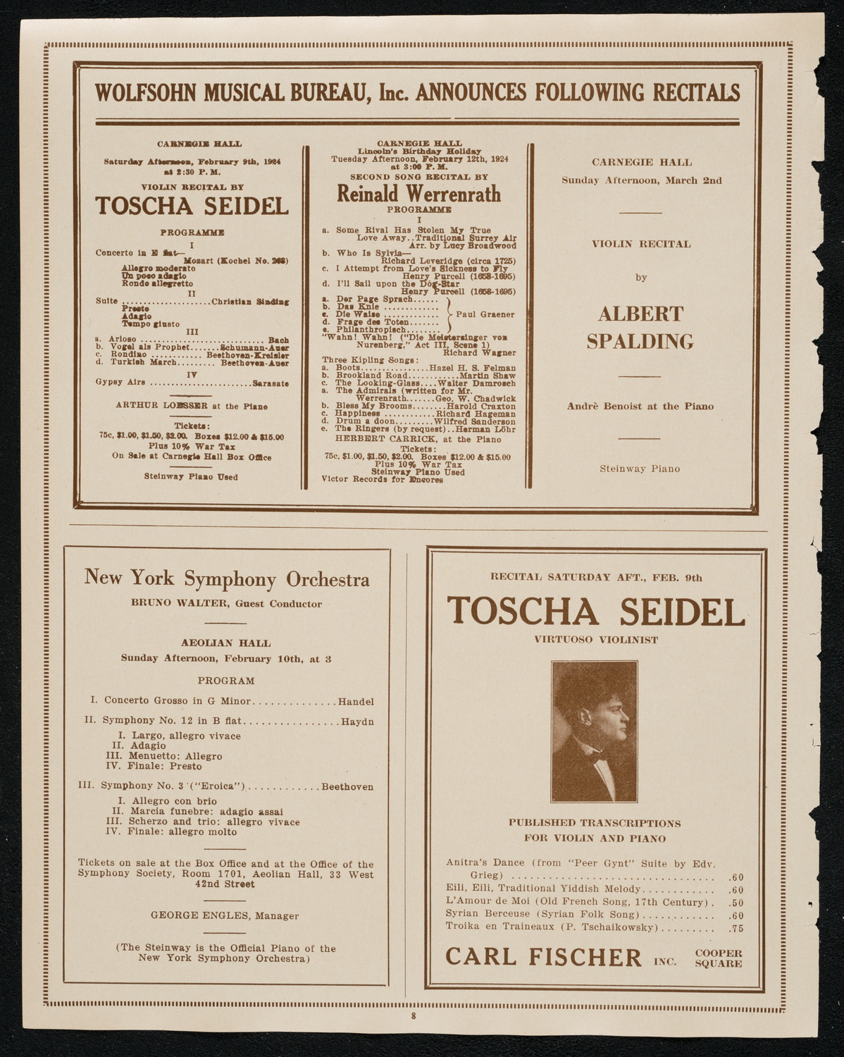 State Symphony Orchestra of New York, February 6, 1924, program page 8