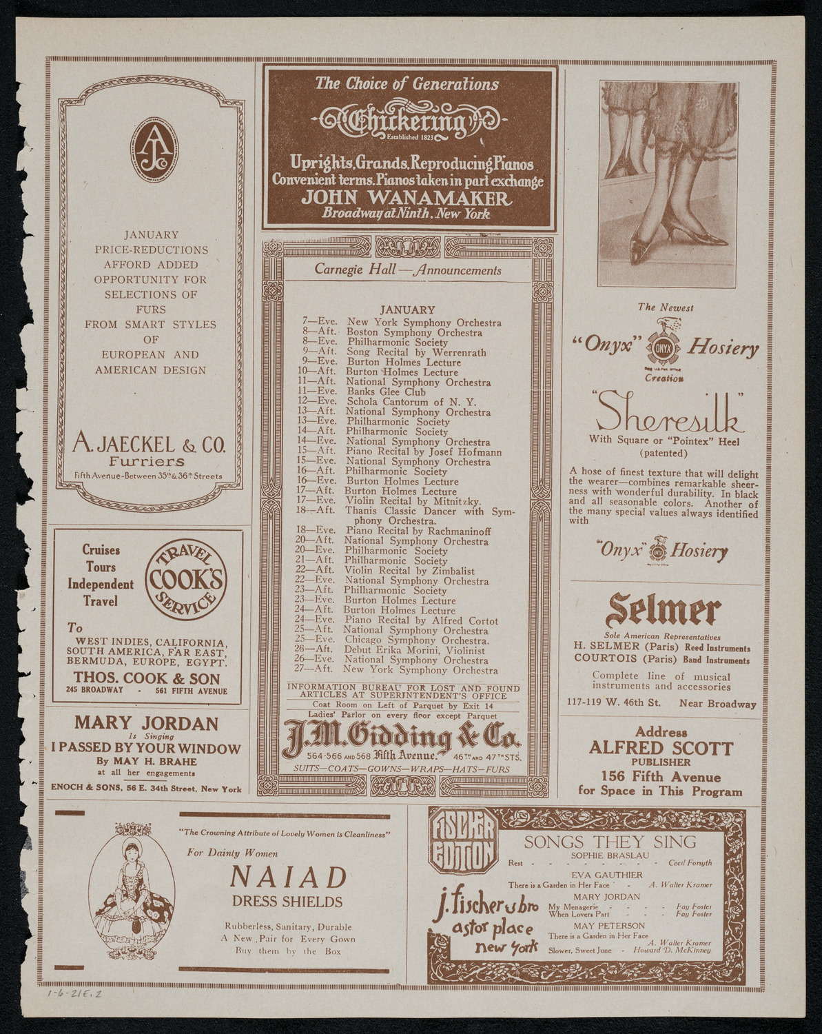 Boston Symphony Orchestra, January 6, 1921, program page 3