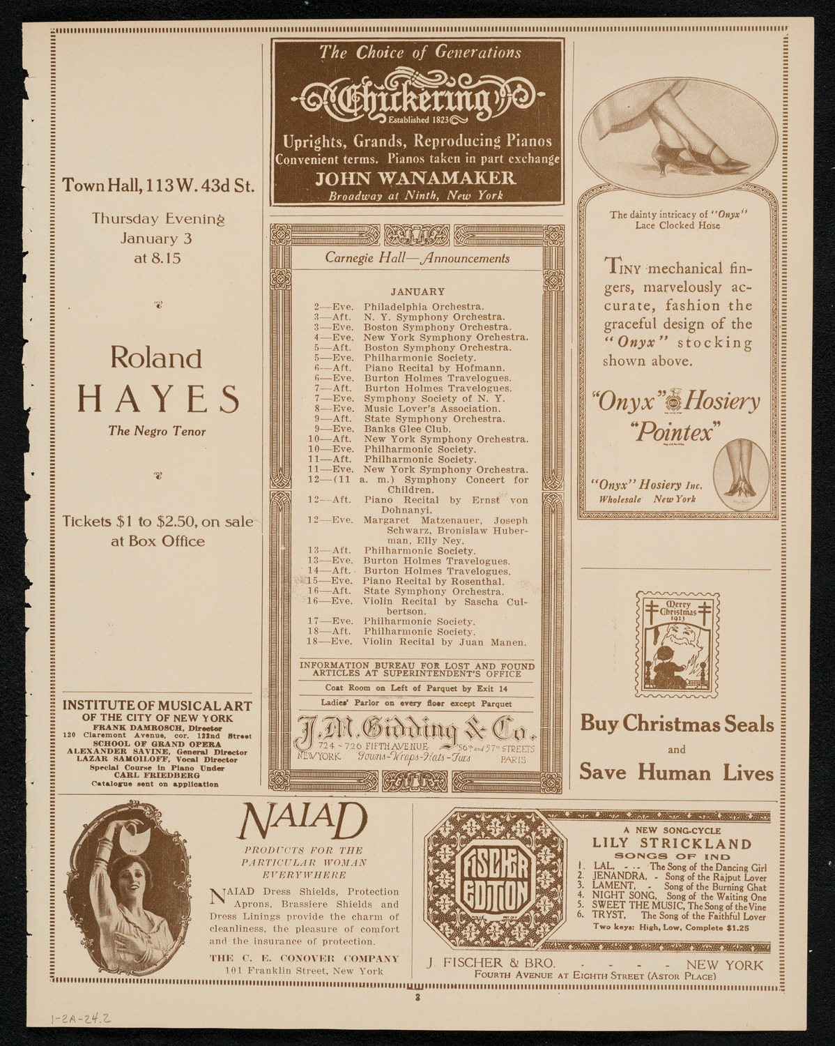 State Symphony Orchestra of New York, January 2, 1924, program page 3