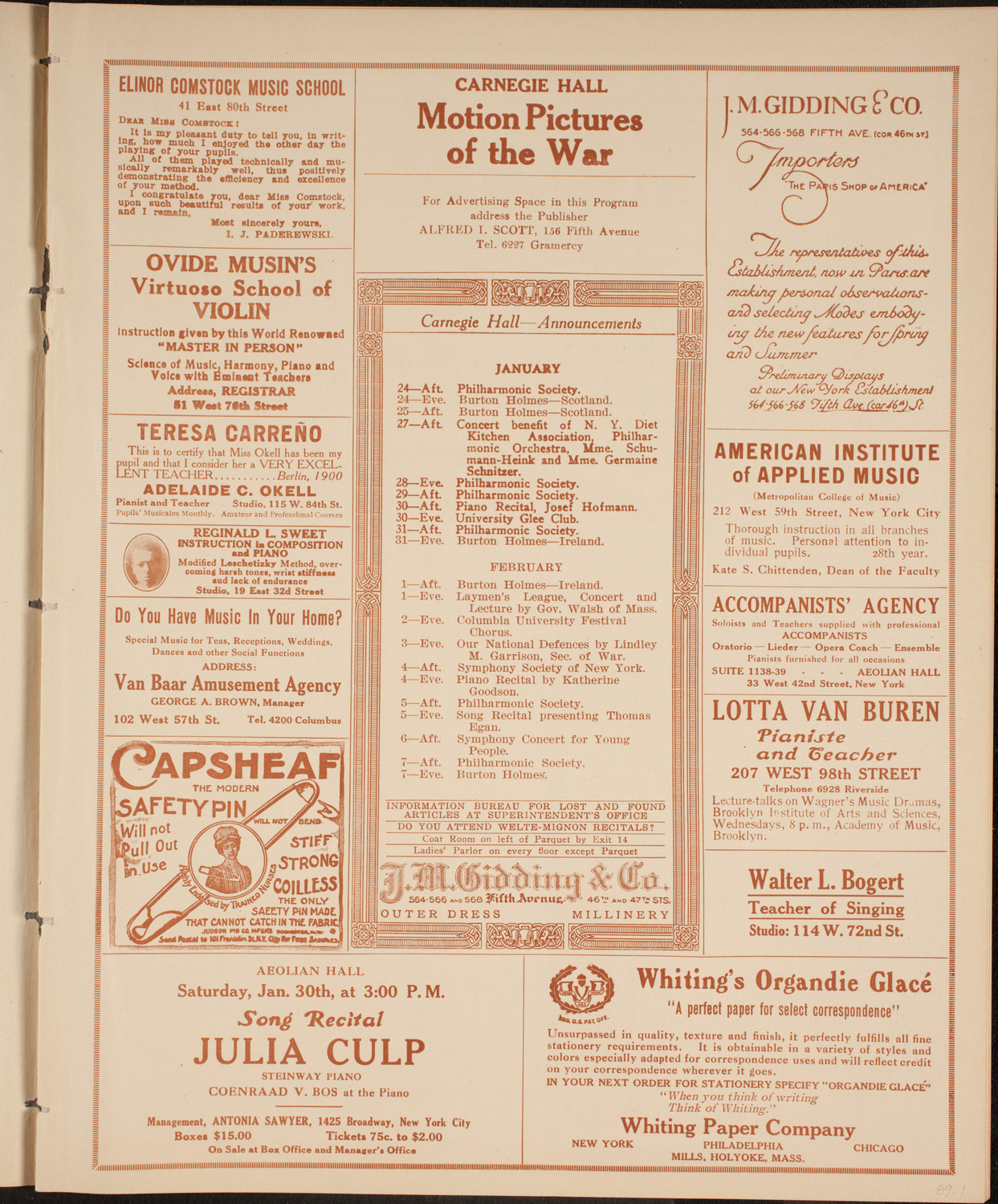 Lecture by Irvin S. Cobb, January 23, 1915, program page 3