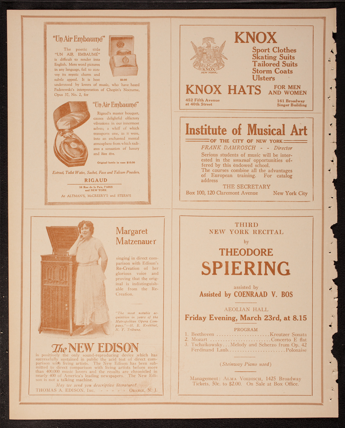 John McCormack, Tenor, March 18, 1917, program page 2