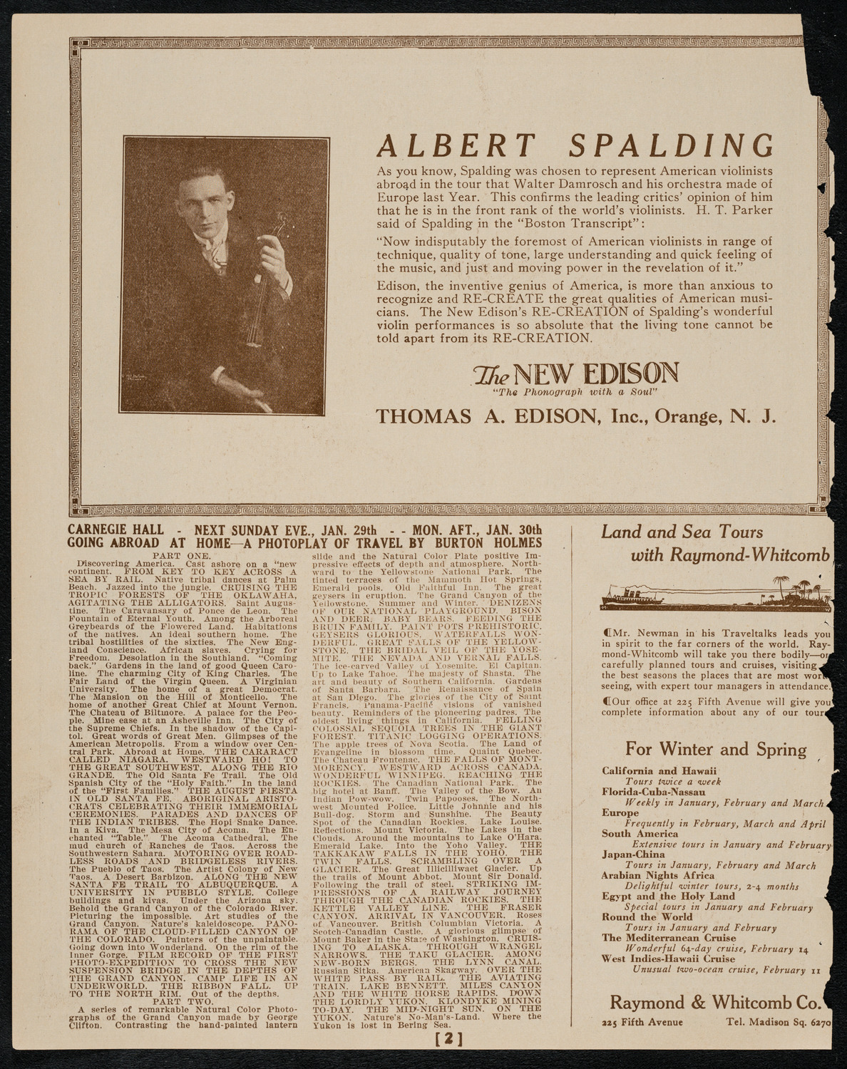 Burton Holmes Travelogue: Inspecting the Philippines, January 23, 1922, program page 2