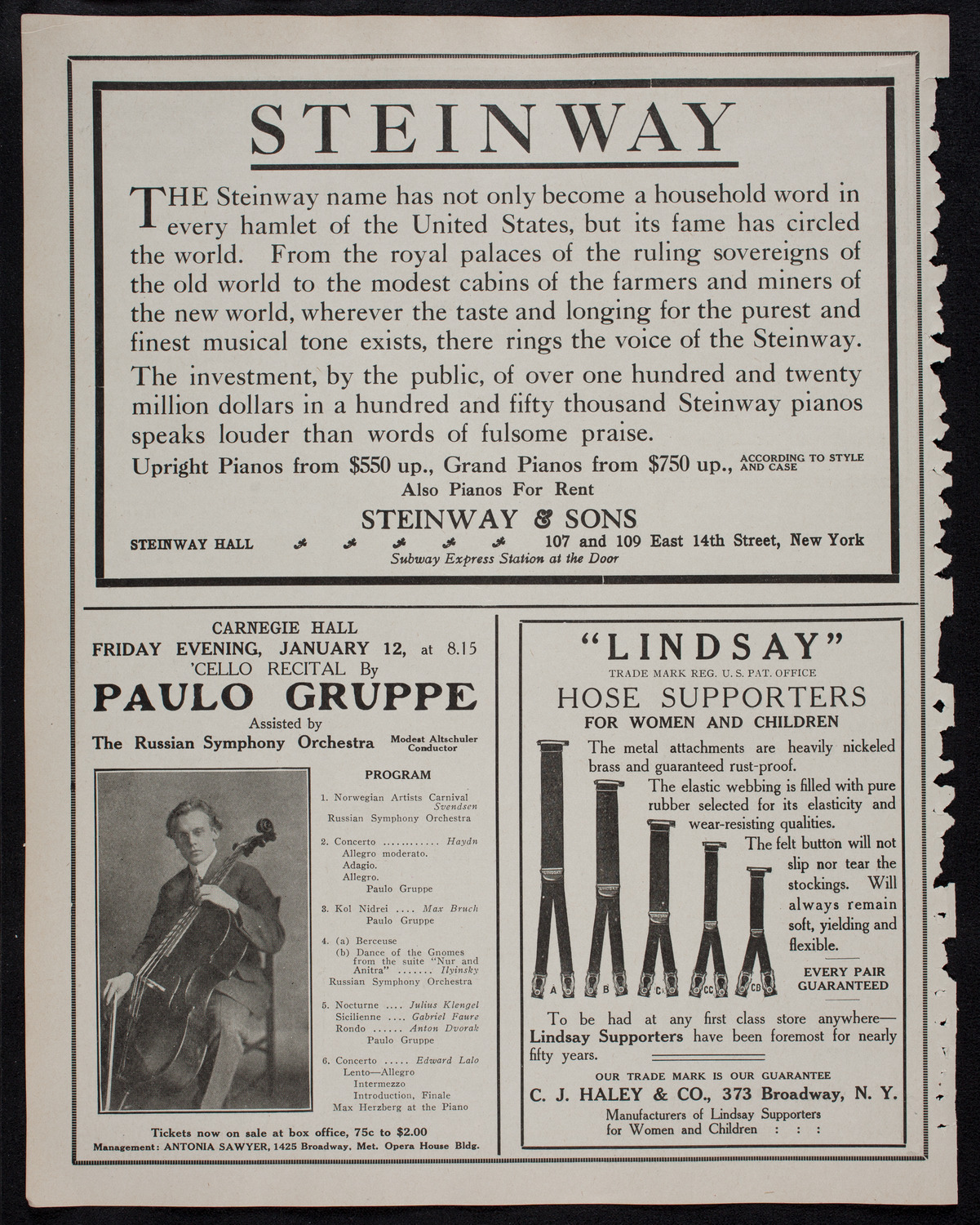 New York Philharmonic, January 7, 1912, program page 4