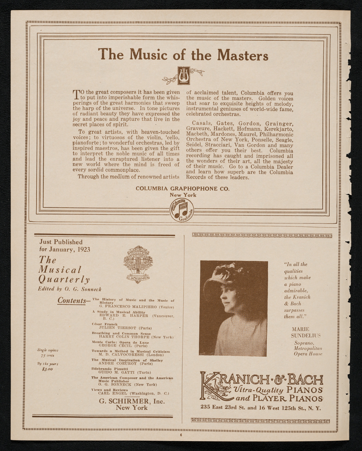 Elena Gerhardt, Soprano, January 16, 1923, program page 6