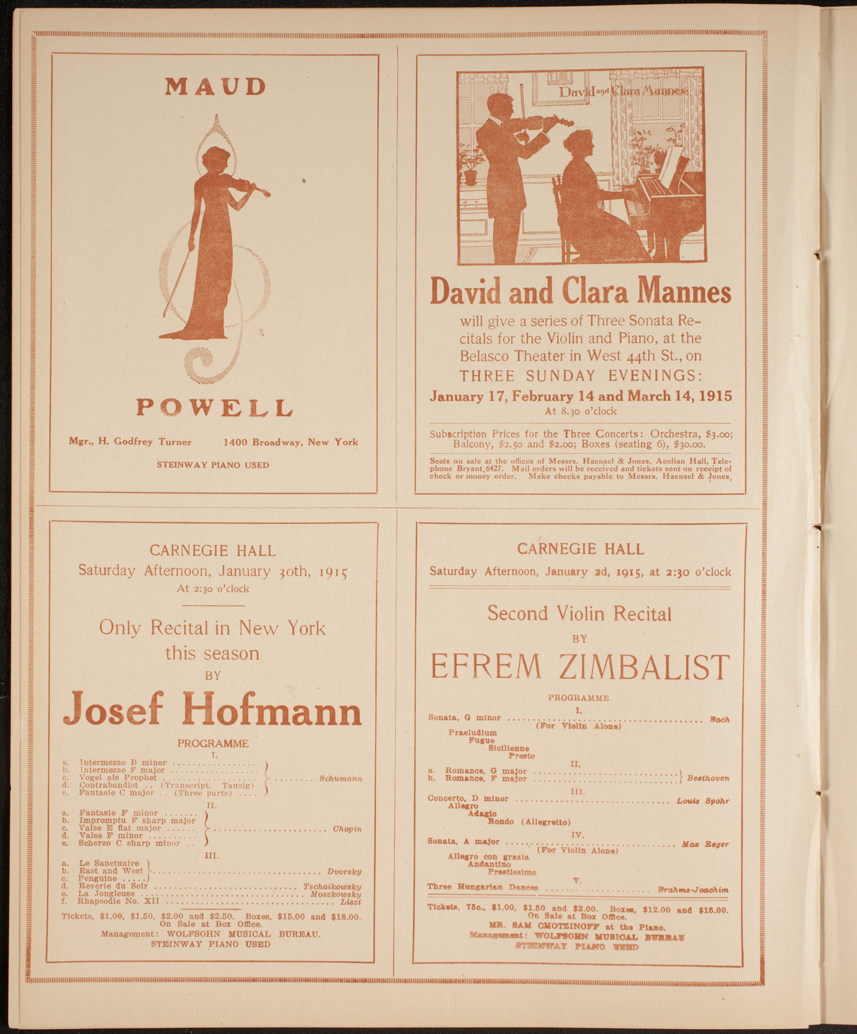 Fritz Kreisler, Violin, December 30, 1914, program page 14
