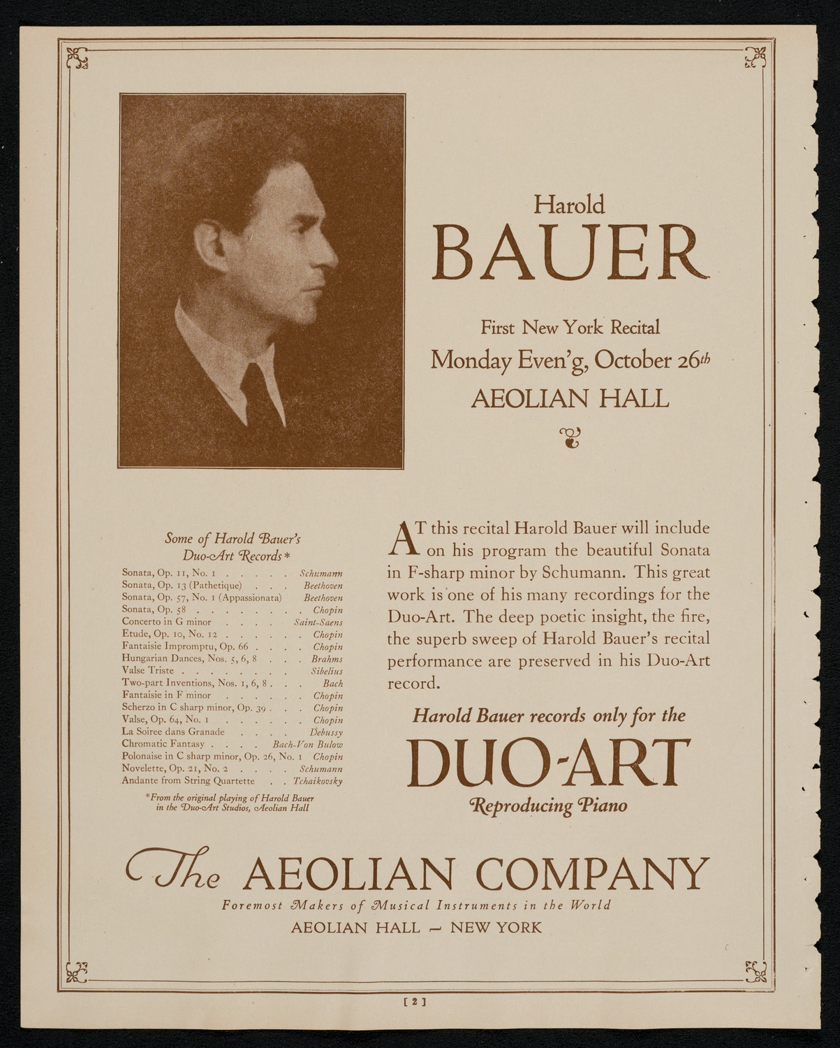 Margaret Matzenauer, Mezzo-Soprano, October 25, 1925, program page 2