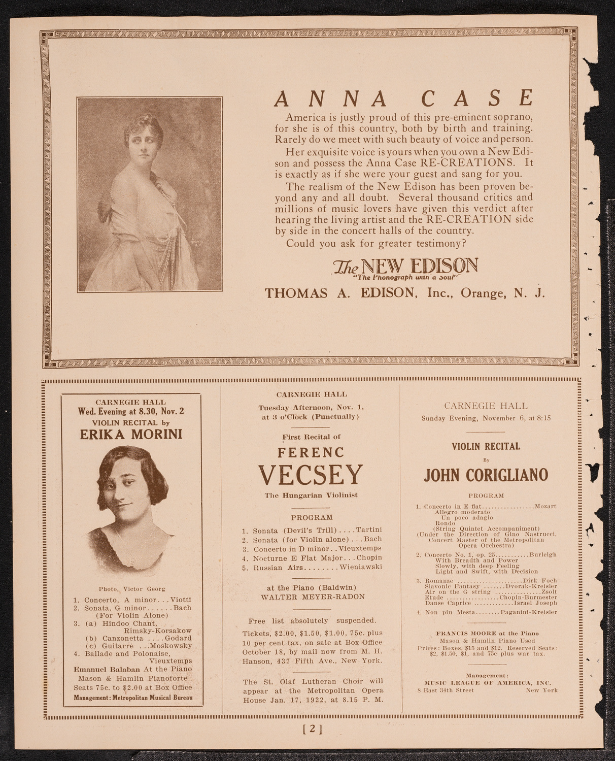 Symphony Concert for Young People, October 29, 1921, program page 2