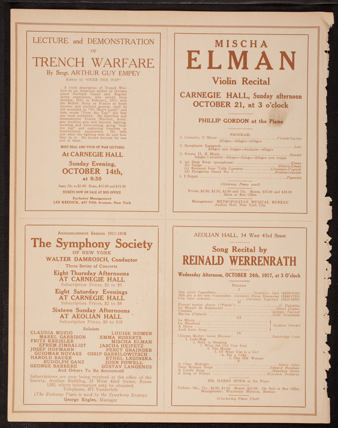 Lecture by Sergeant Arthur Guy Empey, October 14, 1917, program page 8