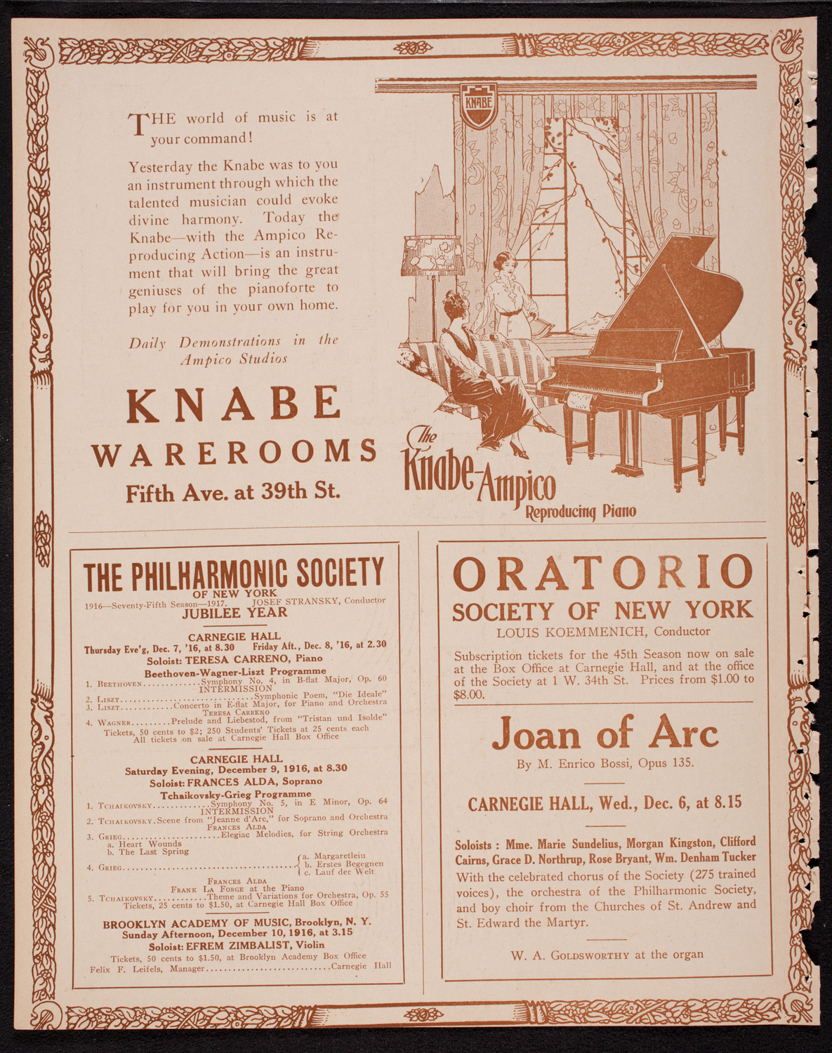 New York Philharmonic, December 3, 1916, program page 12