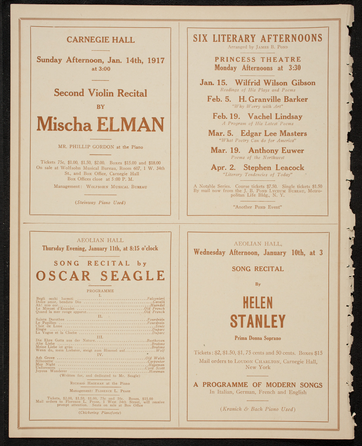 Maud Powell, Violin, January 8, 1917, program page 10