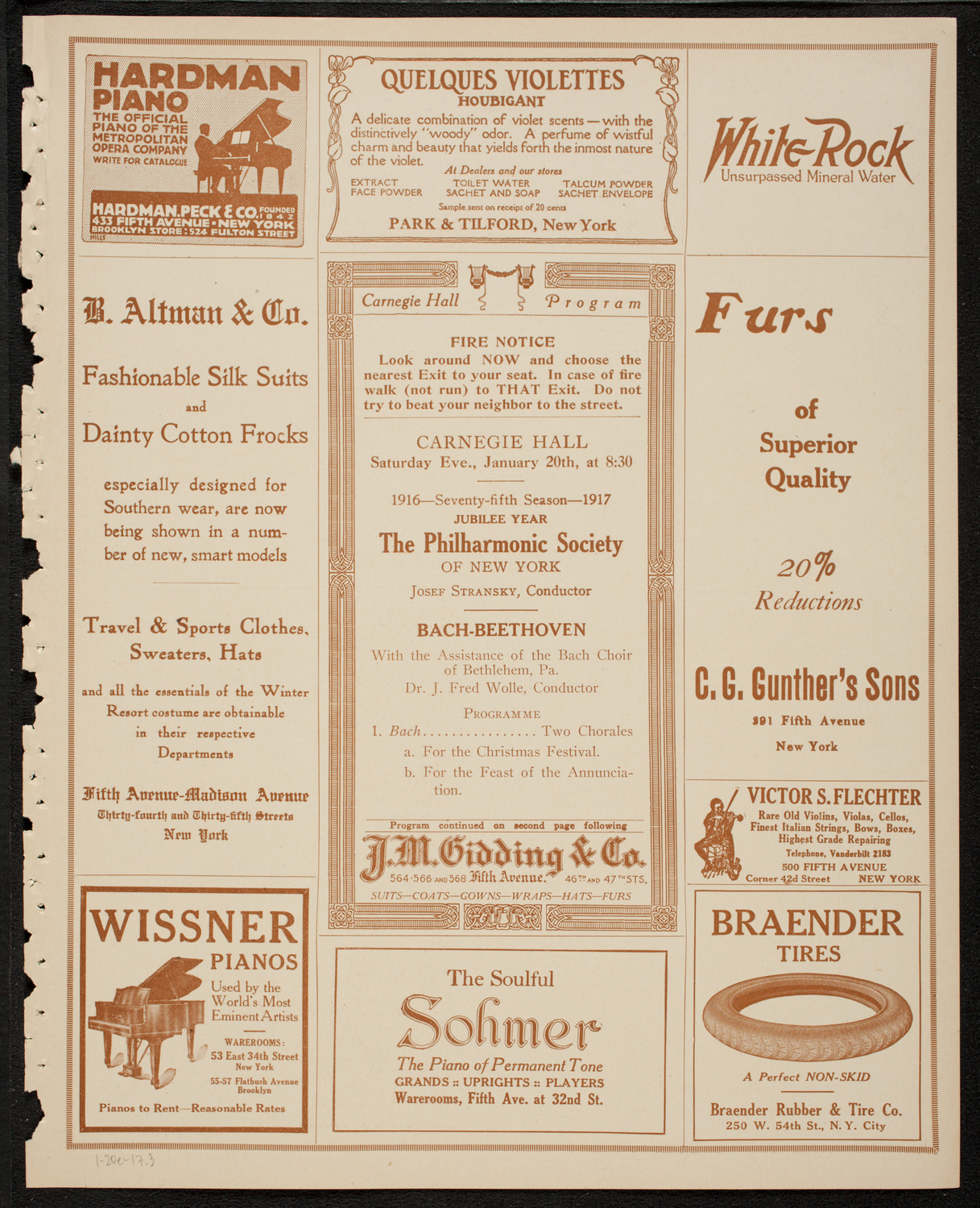 New York Philharmonic, January 20, 1917, program page 5