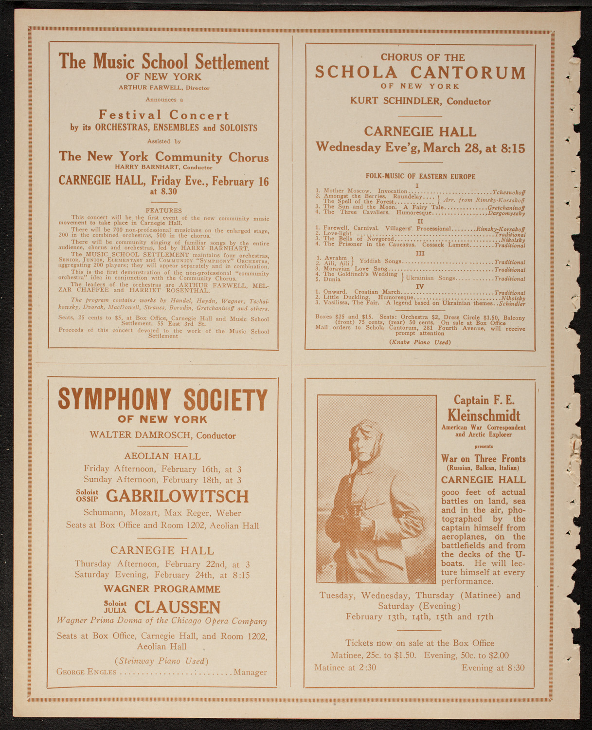 Efrem Zimbalist, Violin, February 10, 1917, program page 8