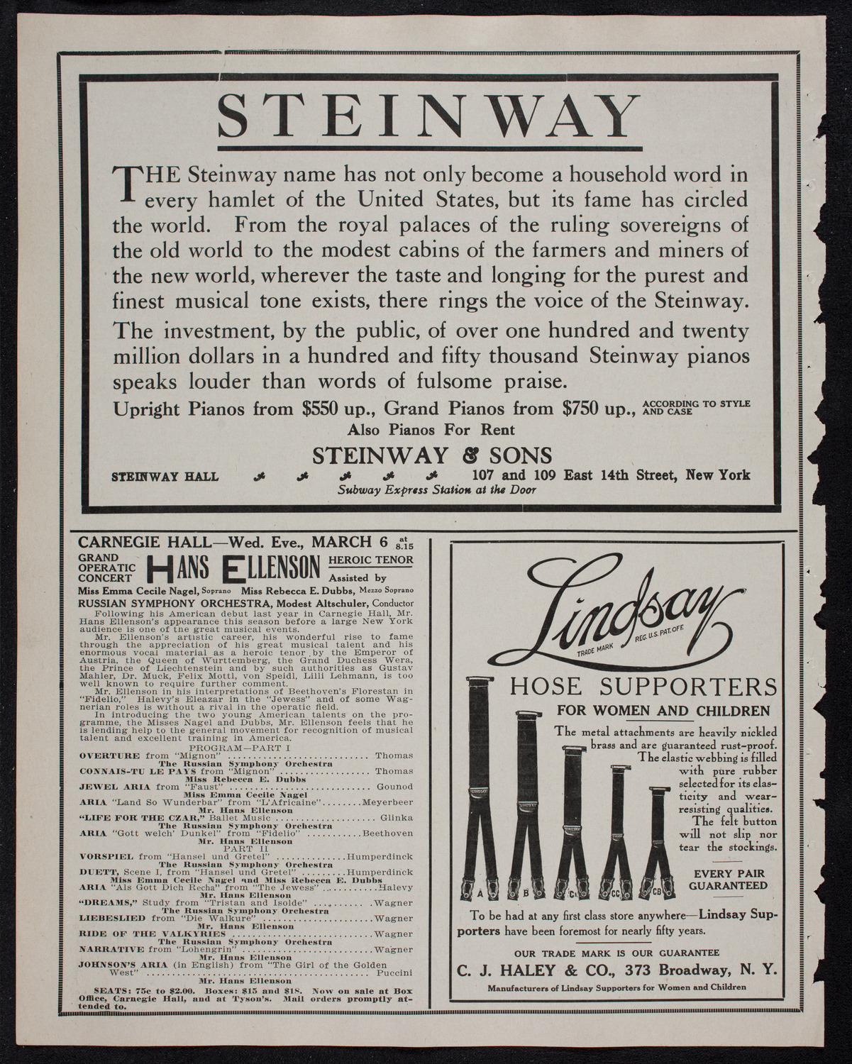 Jan Kubelik, Violin, and Wilhelm Backhaus, Piano, February 25, 1912, program page 4