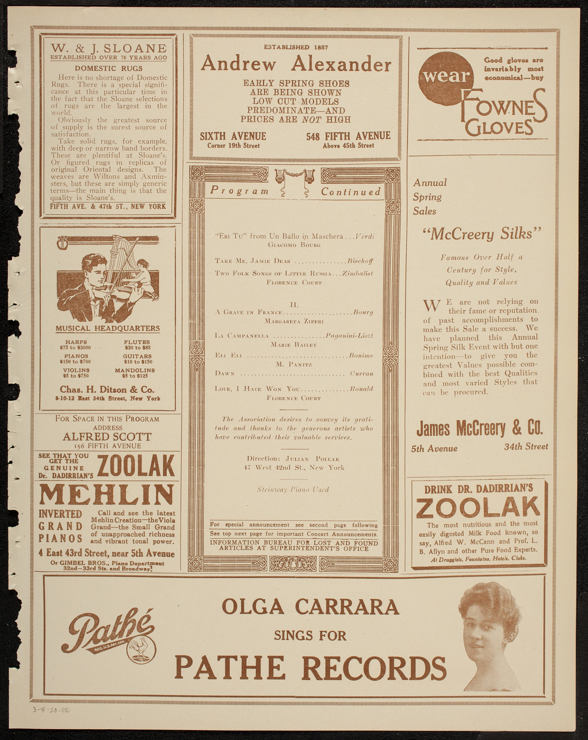 Benefit: Relief Association of Hebrew Settlement Workers, March 8, 1920, program page 7
