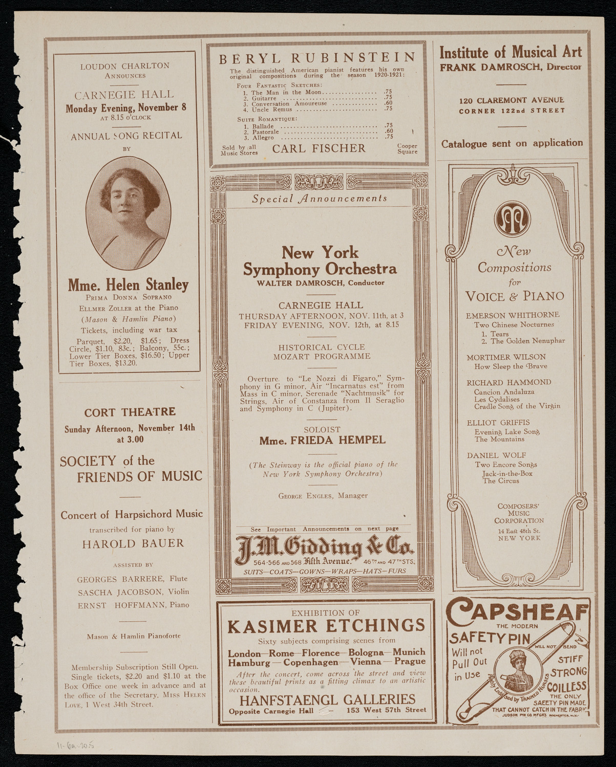 Boston Symphony Orchestra, November 6, 1920, program page 9
