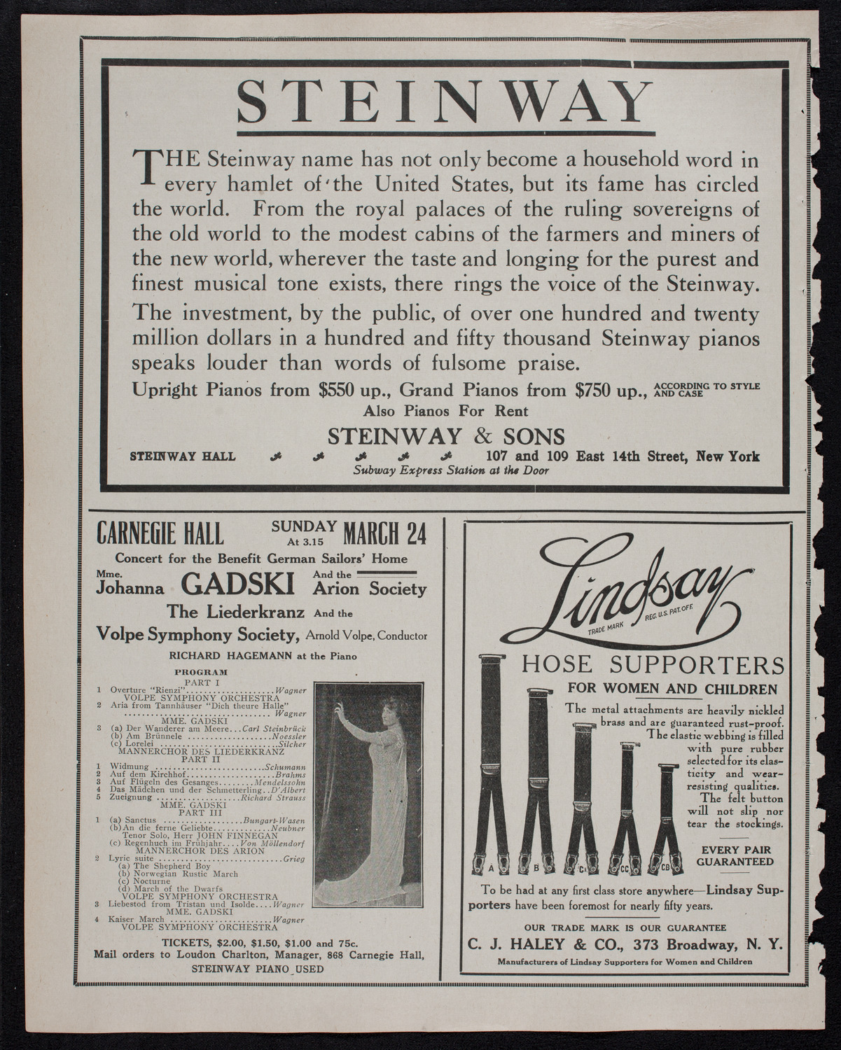 New York Philharmonic, March 10, 1912, program page 4