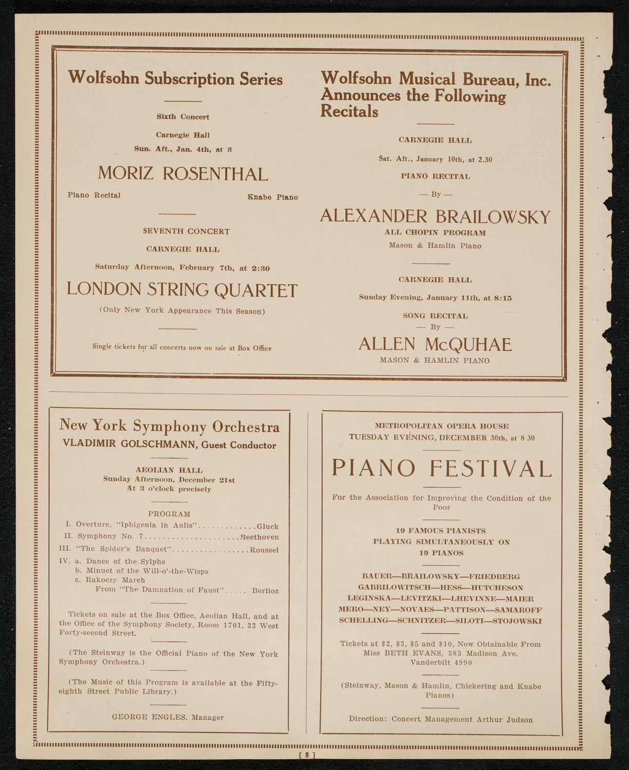 New York Symphony Orchestra, December 19, 1924, program page 8