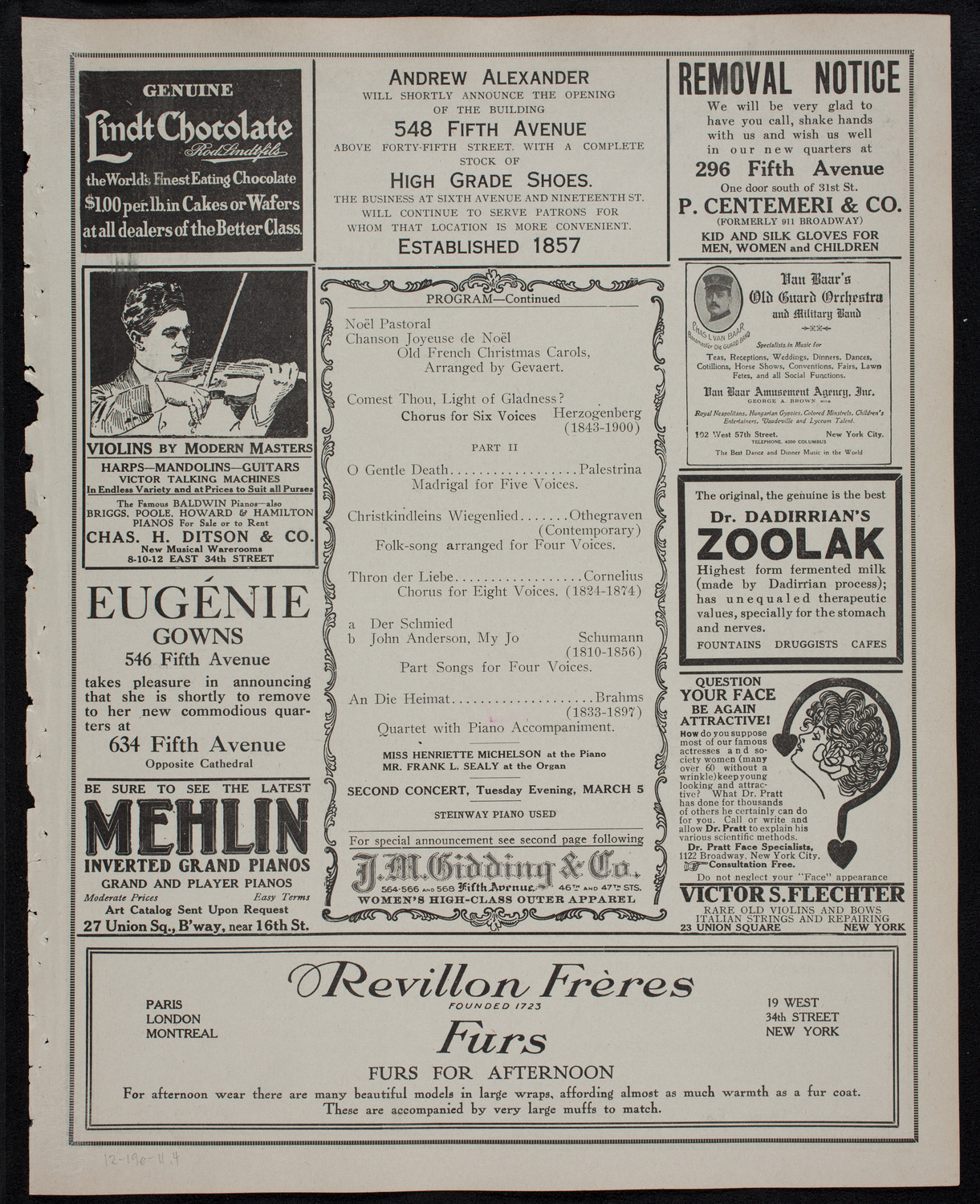 Musical Art Society of New York, December 19, 1911, program page 7