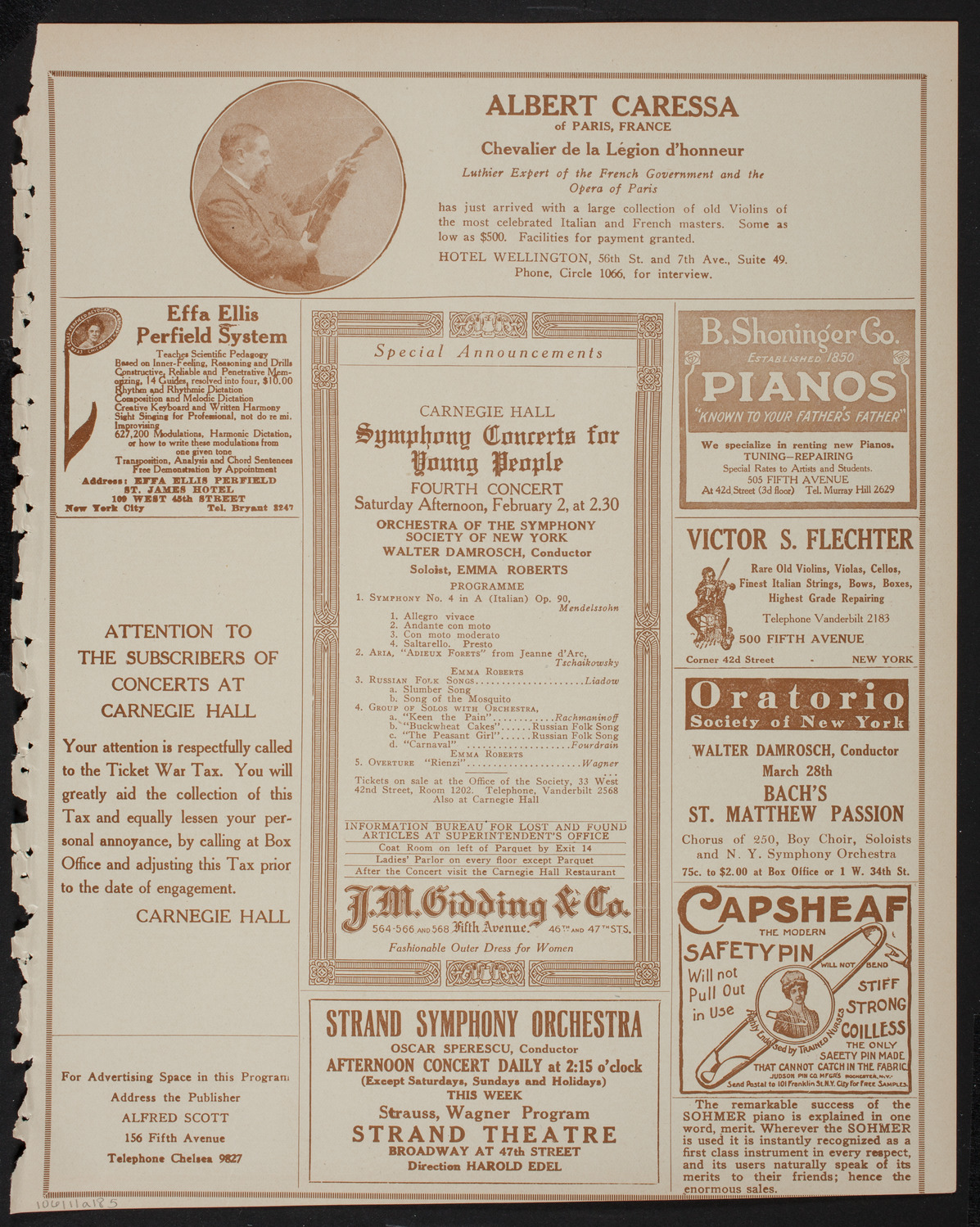 New York Philharmonic, January 11, 1918, program page 9