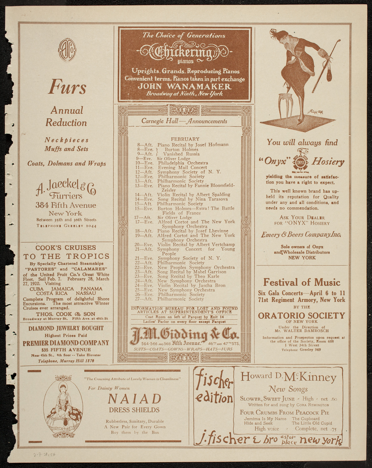 New York Philharmonic, February 7, 1920, program page 3