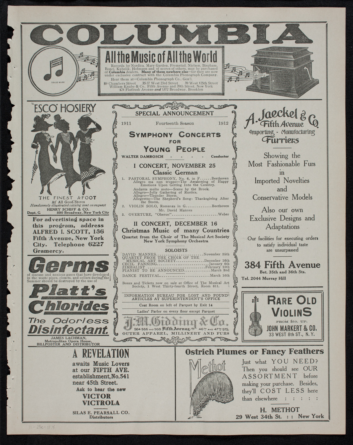 New York Philharmonic, November 23, 1911, program page 9