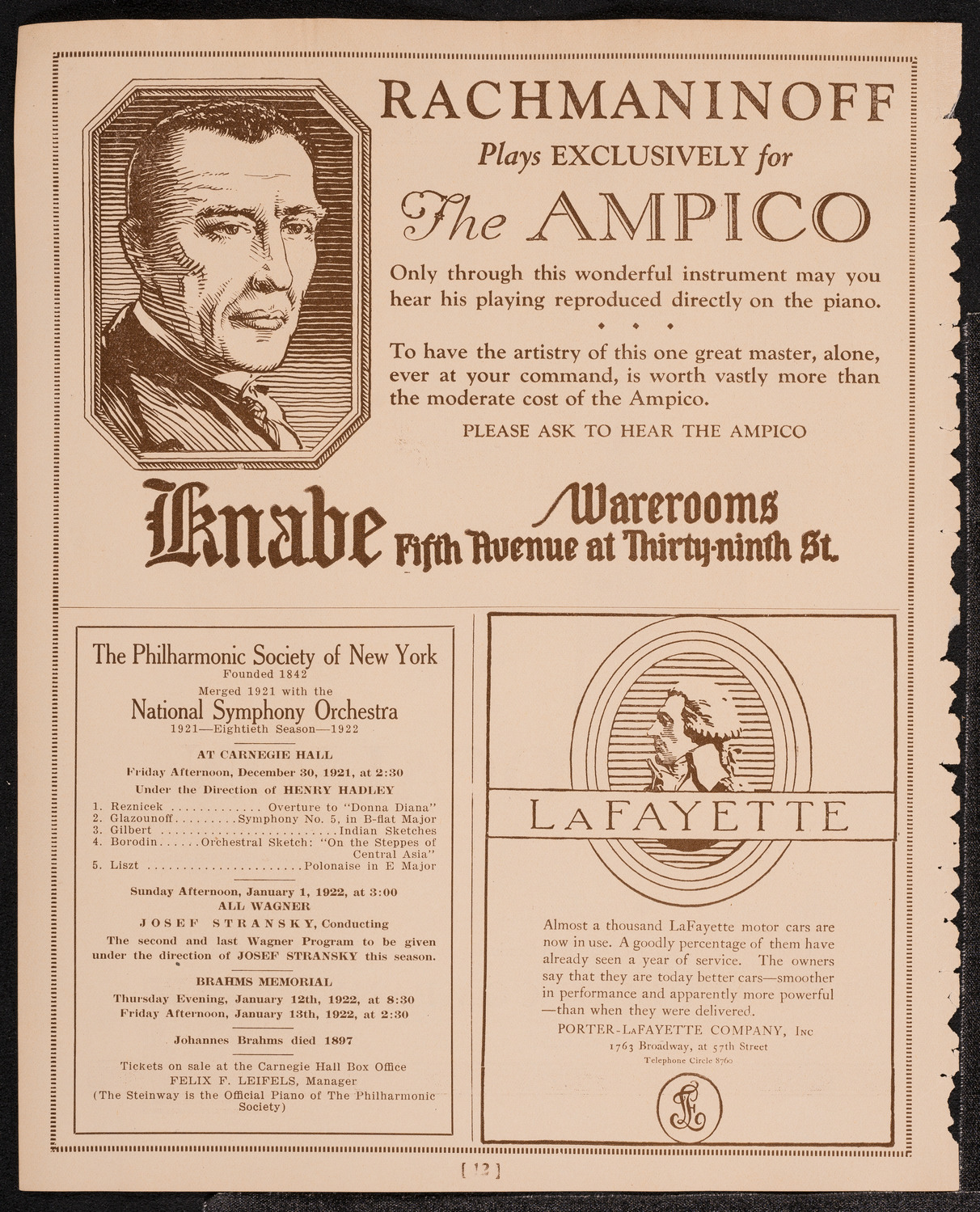 New York Symphony Orchestra, December 29, 1921, program page 12