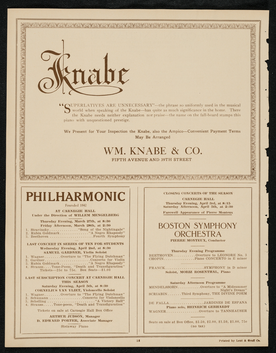 New York Symphony Orchestra, March 27, 1924, program page 12