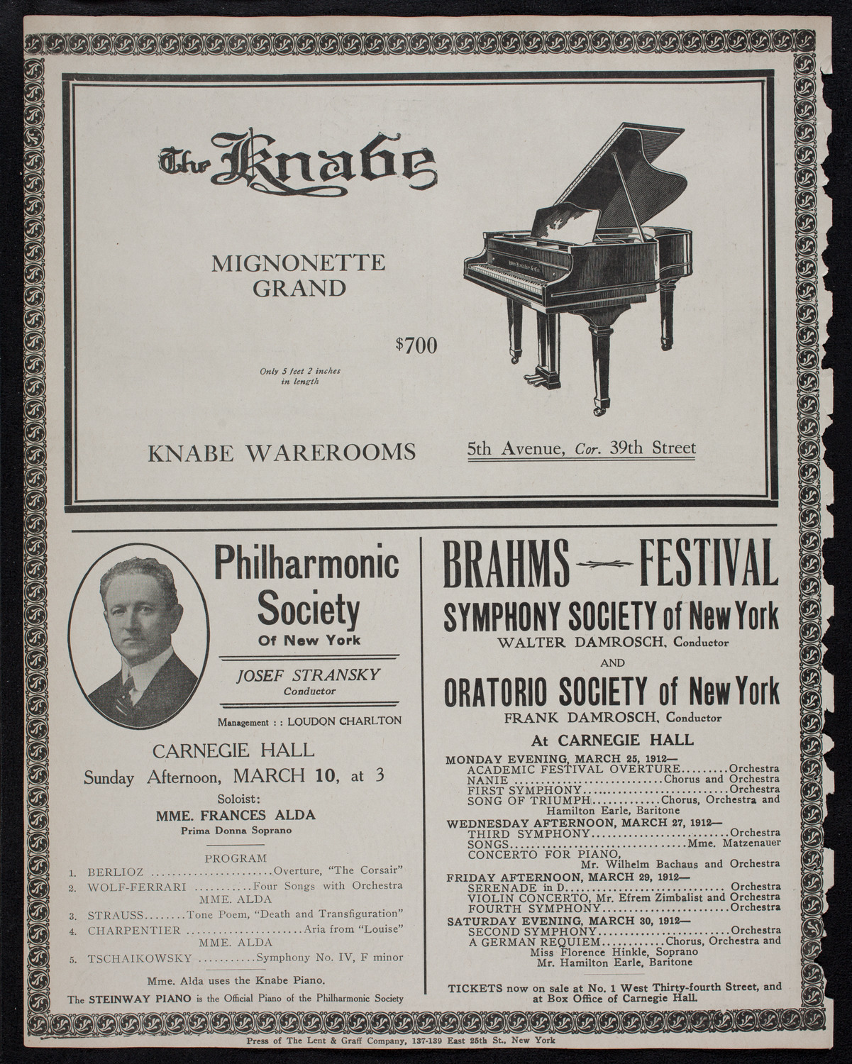 New York Philharmonic, March 7, 1912, program page 12