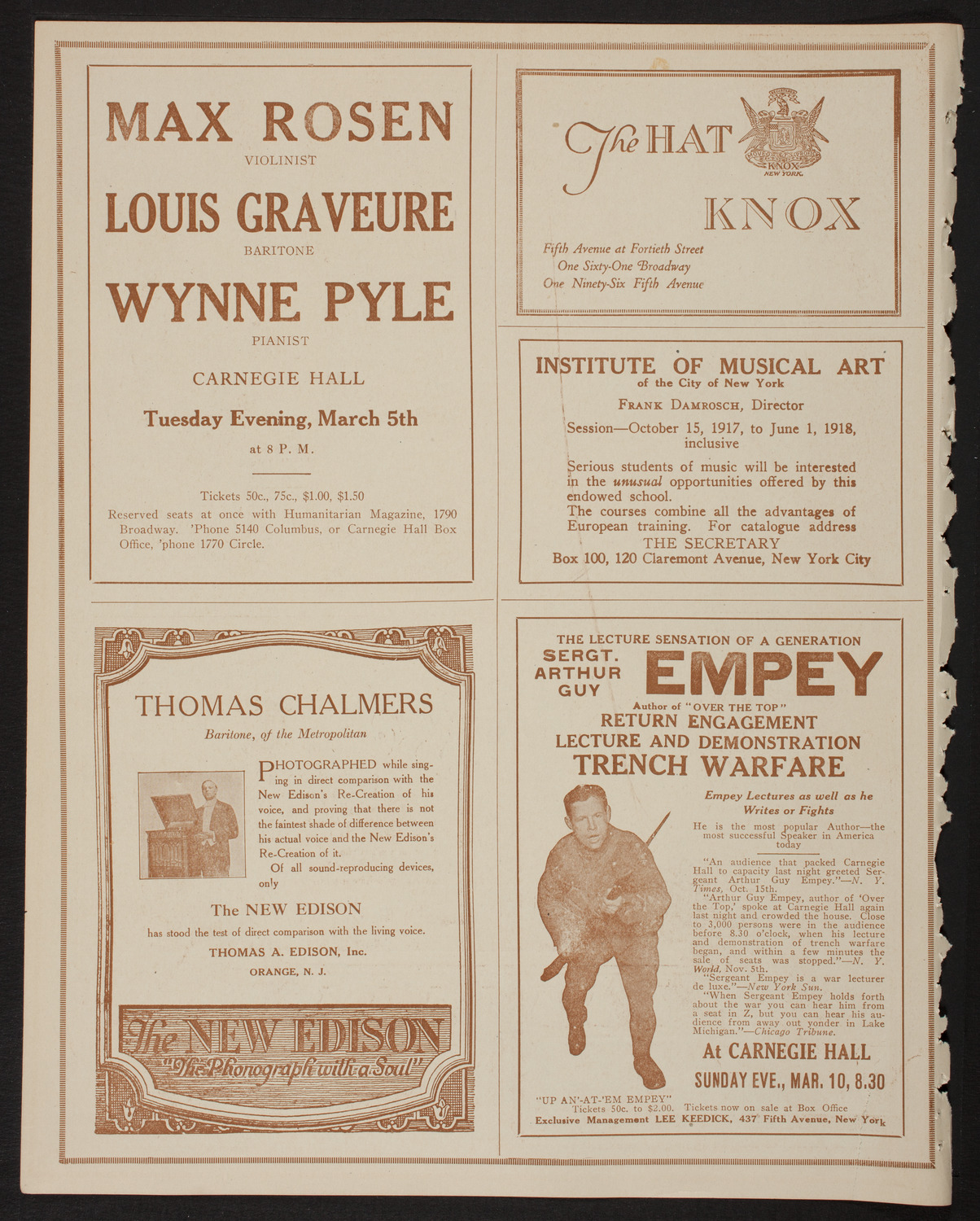Max Rosen, Violin, March 2, 1918, program page 2