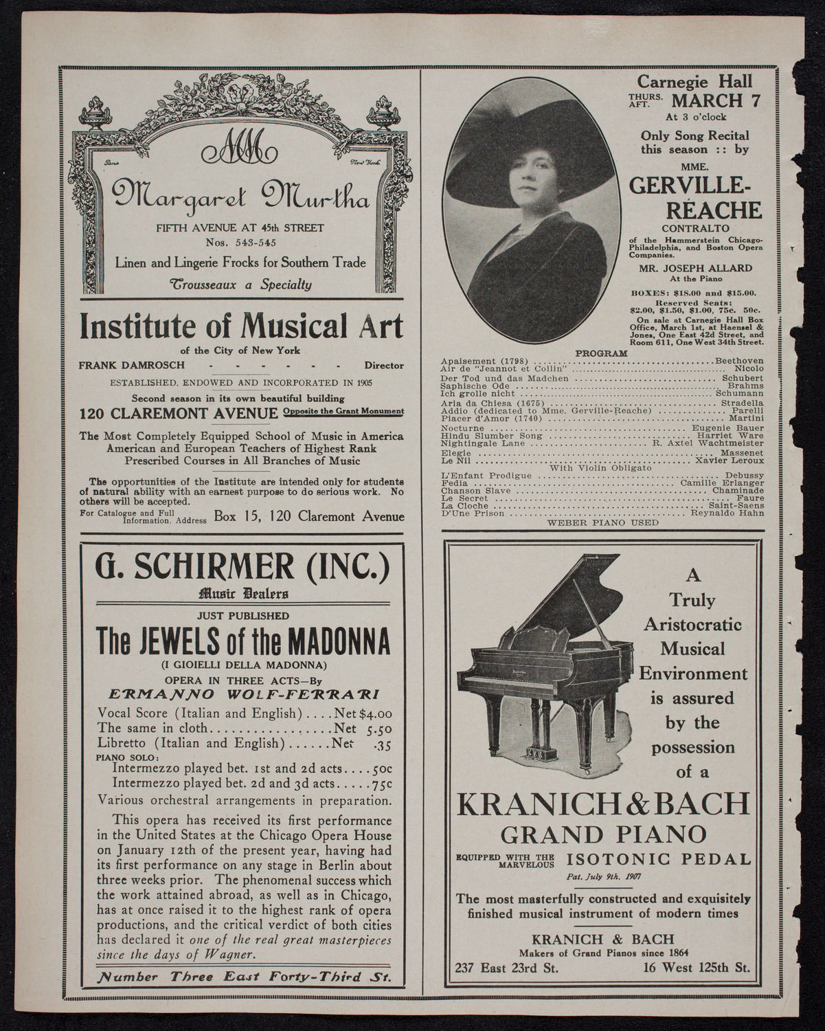 New York Philharmonic, March 1, 1912, program page 6