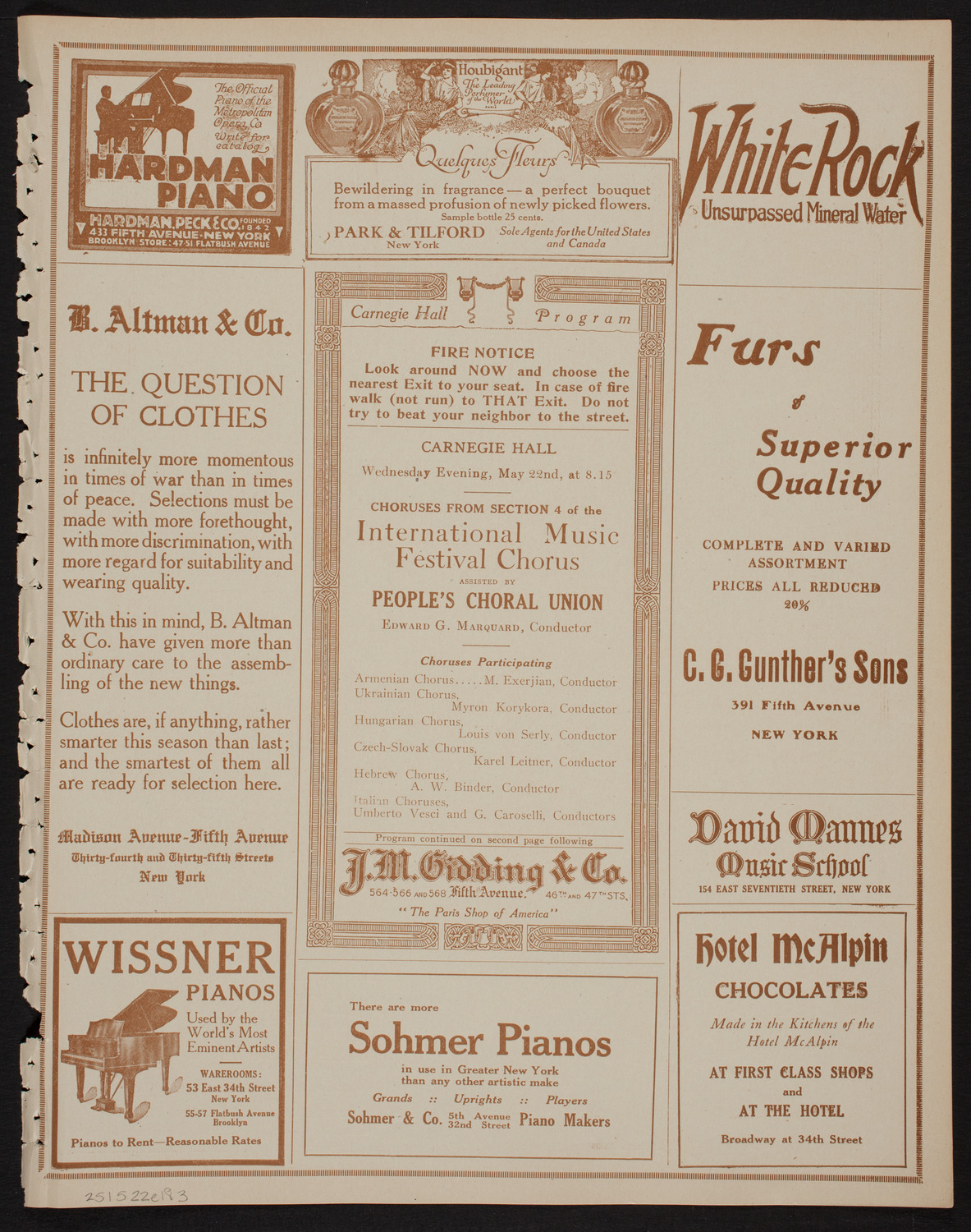 International Music Festival Chorus assisted by People's Choral Union, May 22, 1918, program page 5