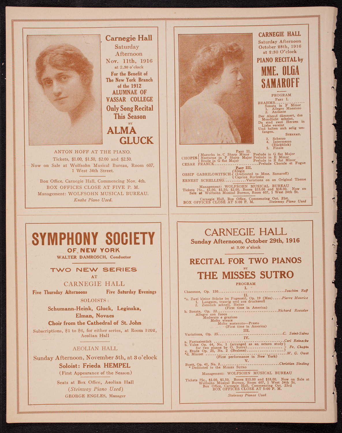 New York Philharmonic, October 26, 1916, program page 8