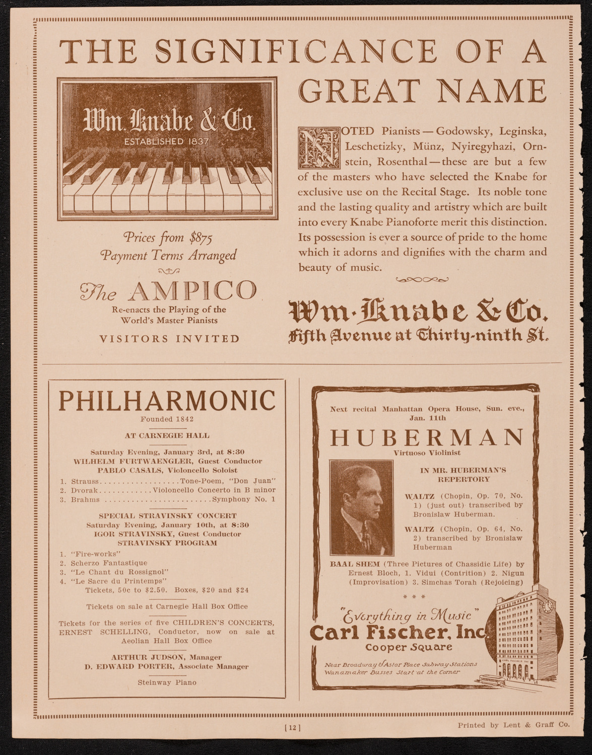 New York Symphony Orchestra, January 2, 1925, program page 12