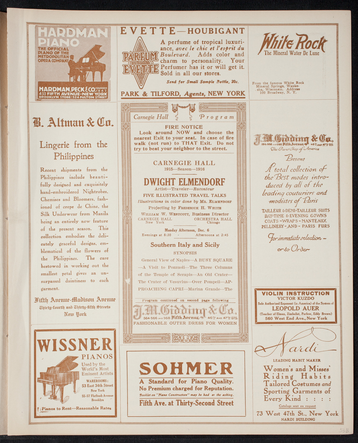 Elmendorf Lecture: Southern Italy and Sicily, December 6, 1915, program page 5