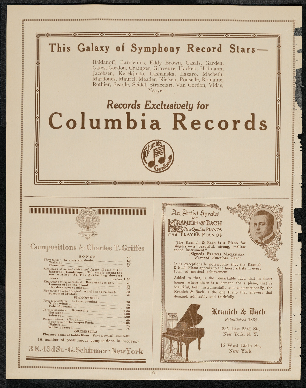 National Symphony Orchestra, March 25, 1921, program page 6