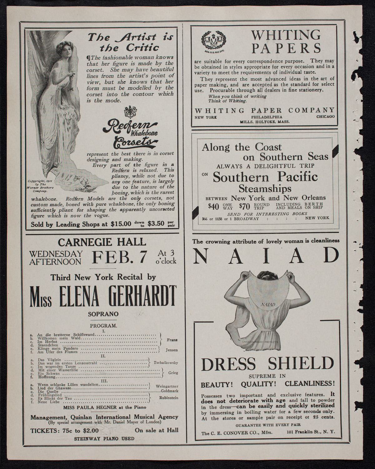 Leo Slezak, Tenor, February 3, 1912, program page 2