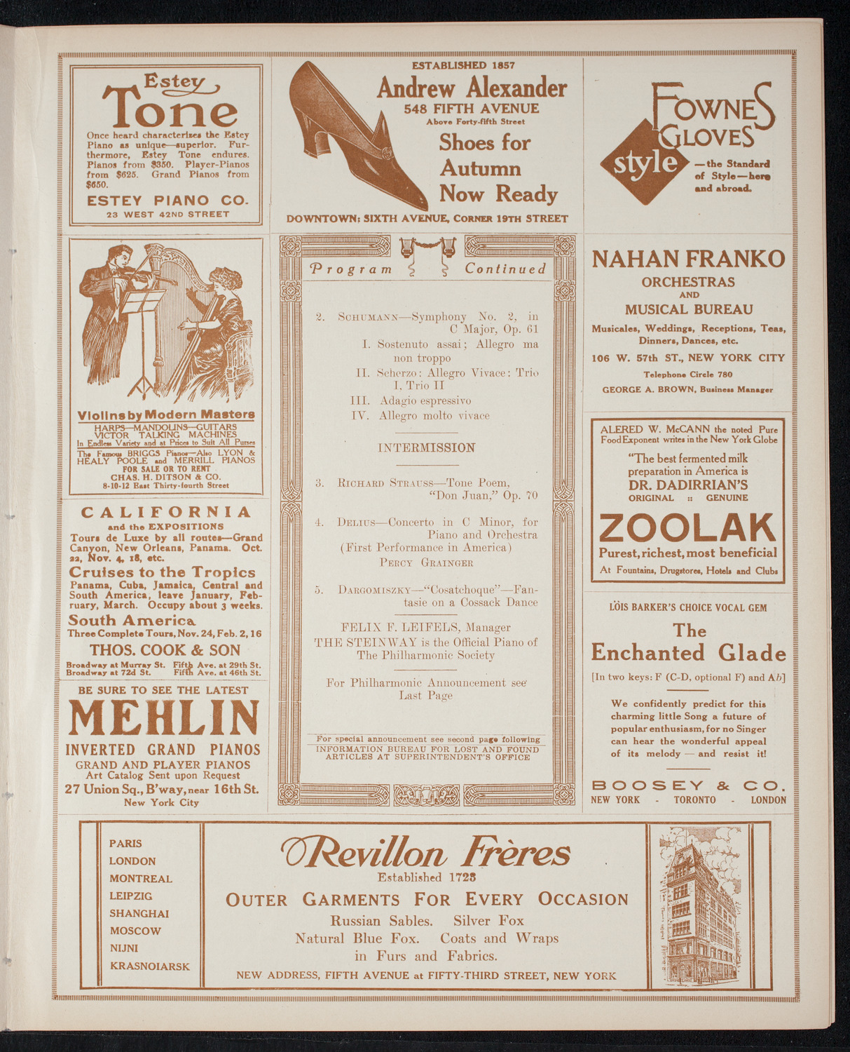 New York Philharmonic, November 26, 1915, program page 7