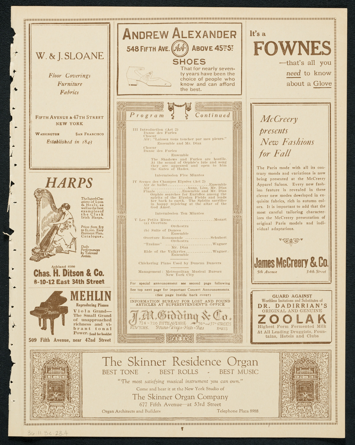 Duncan Dancers, November 3, 1923, program page 7