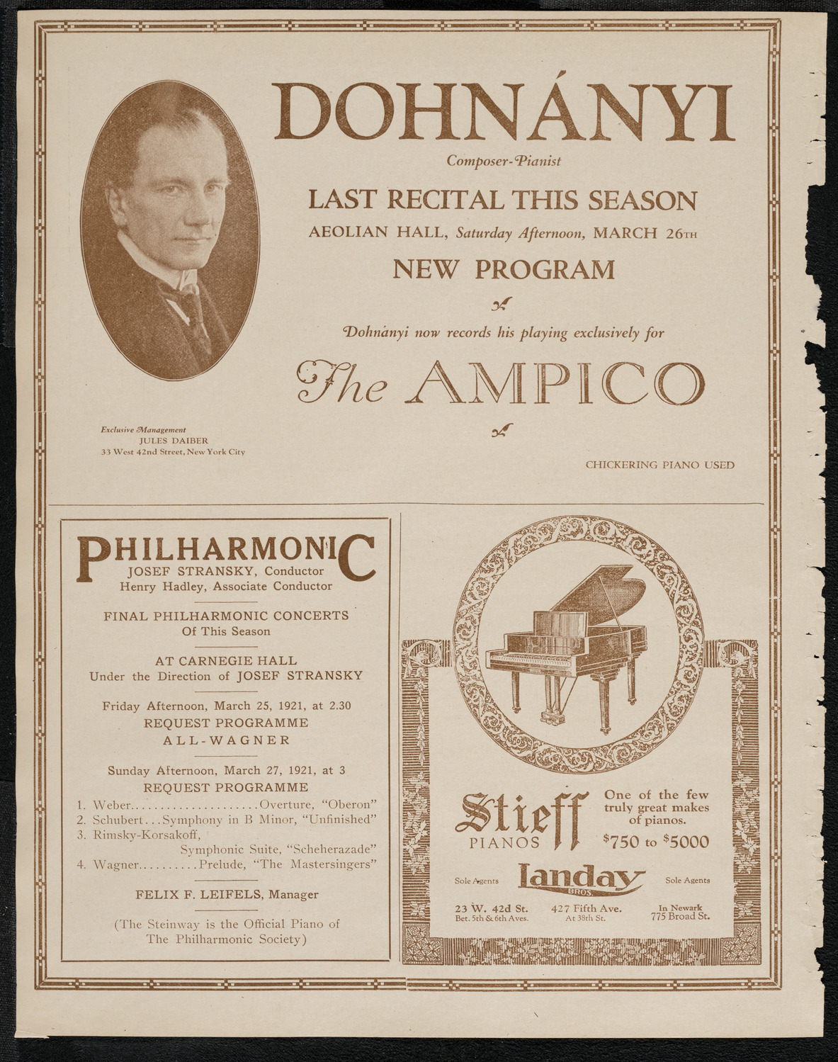 New York Philharmonic, March 24, 1921, program page 12
