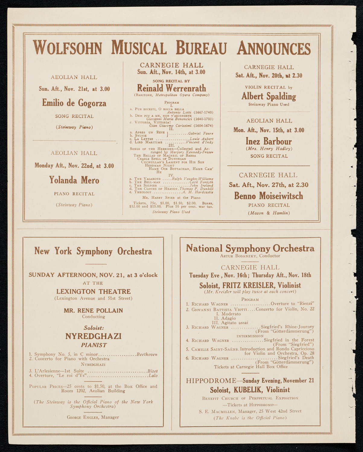 William Robyn, Tenor, November 13, 1920, program page 8