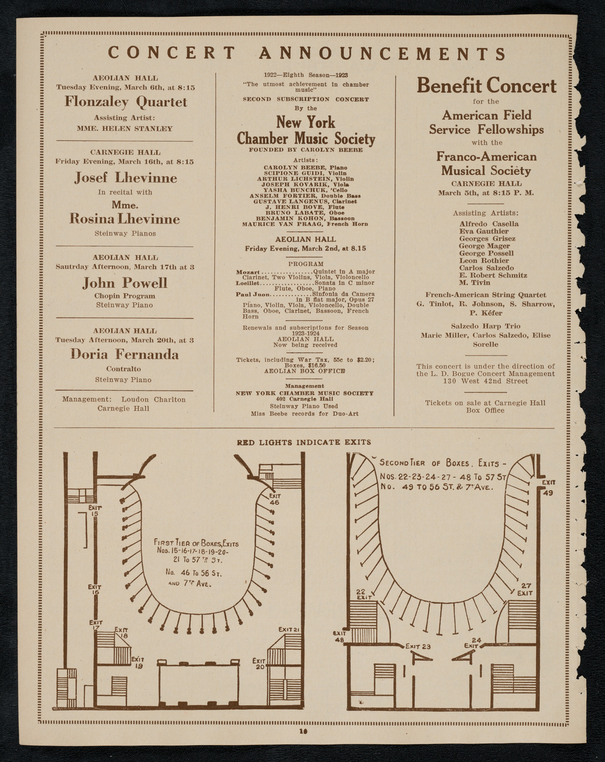 Philadelphia Orchestra, February 27, 1923, program page 10