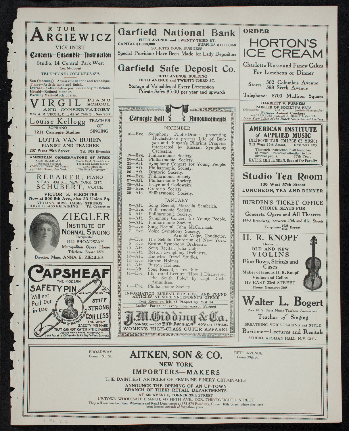 Leopold Godowsky, Piano, December 18, 1912, program page 3