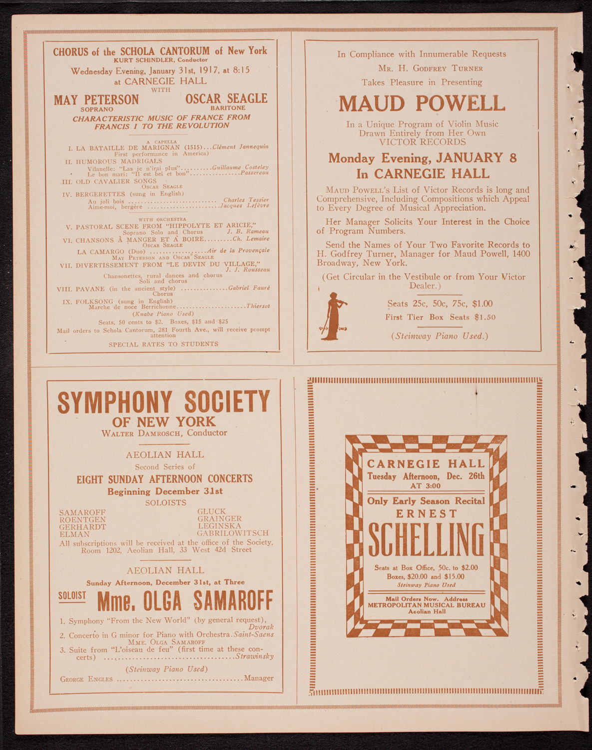 New York Symphony Orchestra, December 21, 1916, program page 8