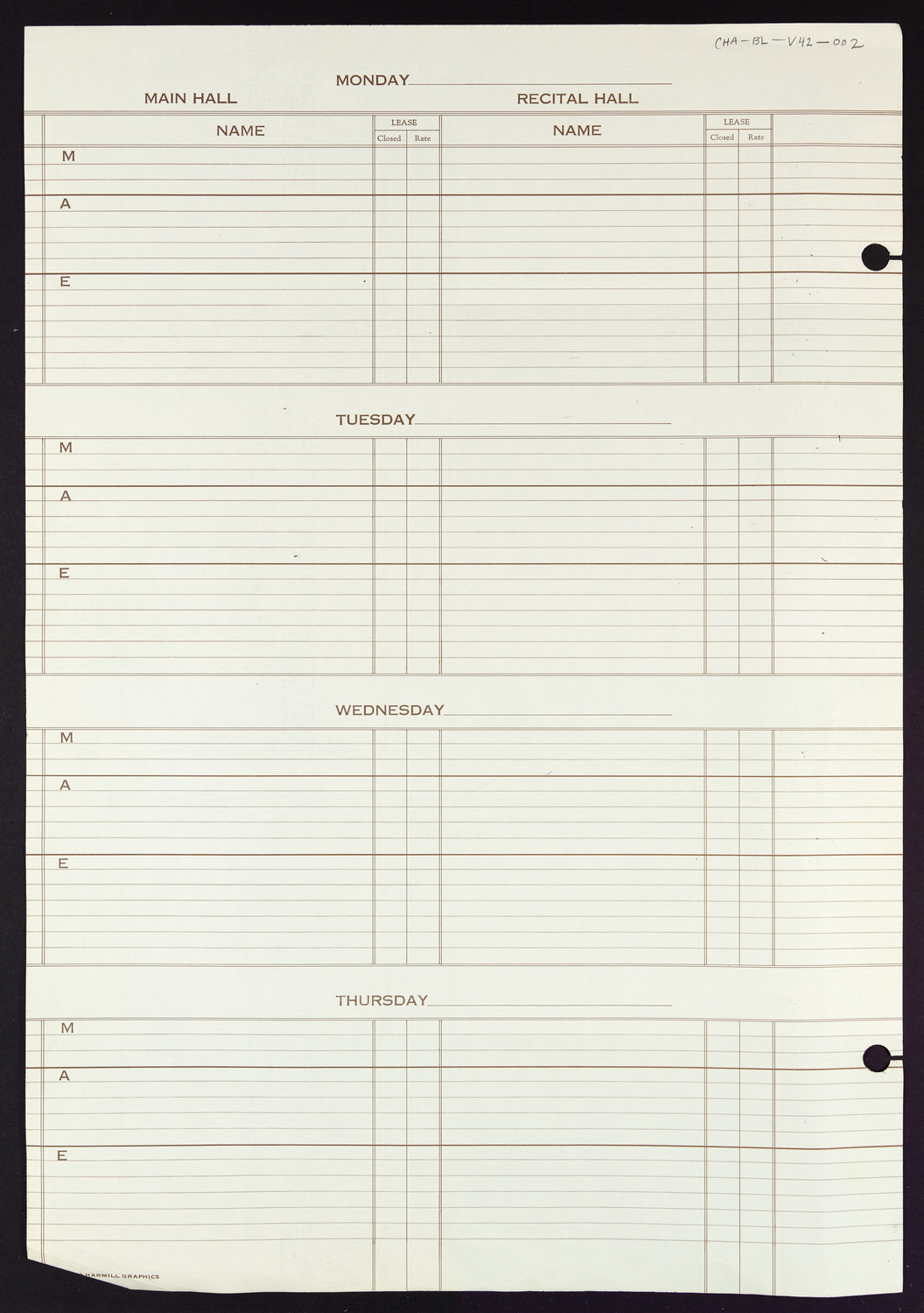 Carnegie Hall Booking Ledger, volume 42, page 2