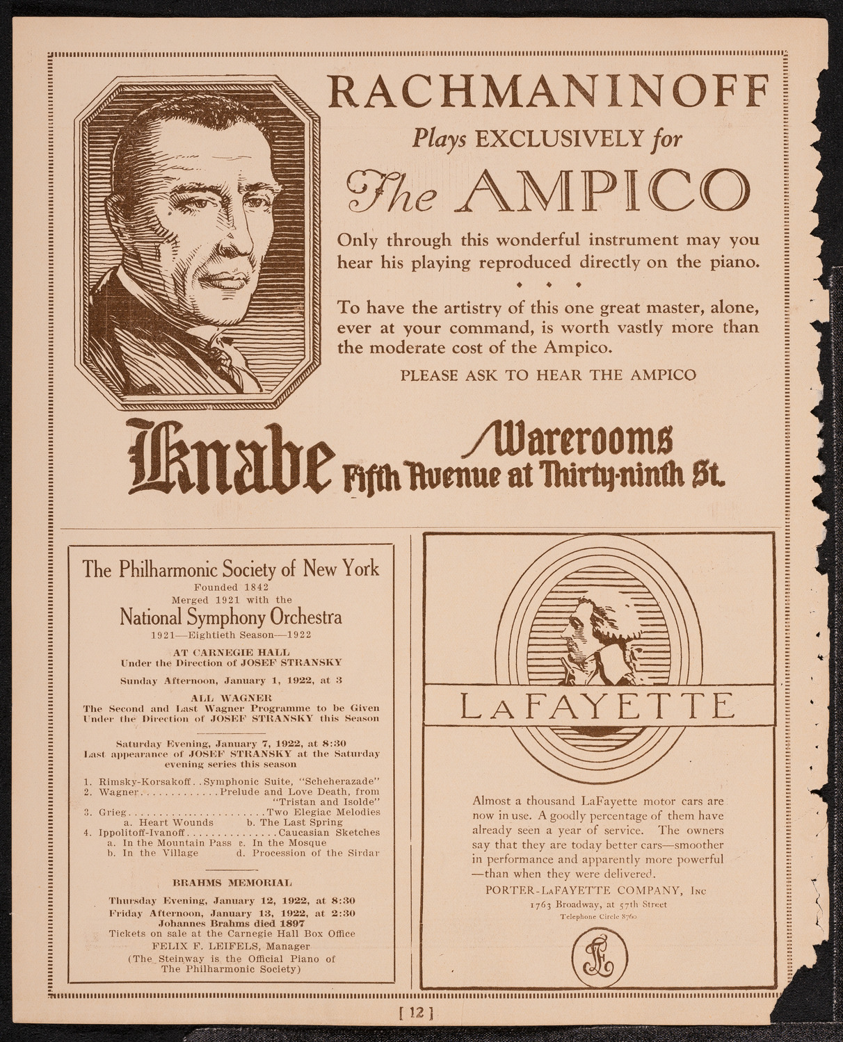 New York Symphony Orchestra, December 30, 1921, program page 12