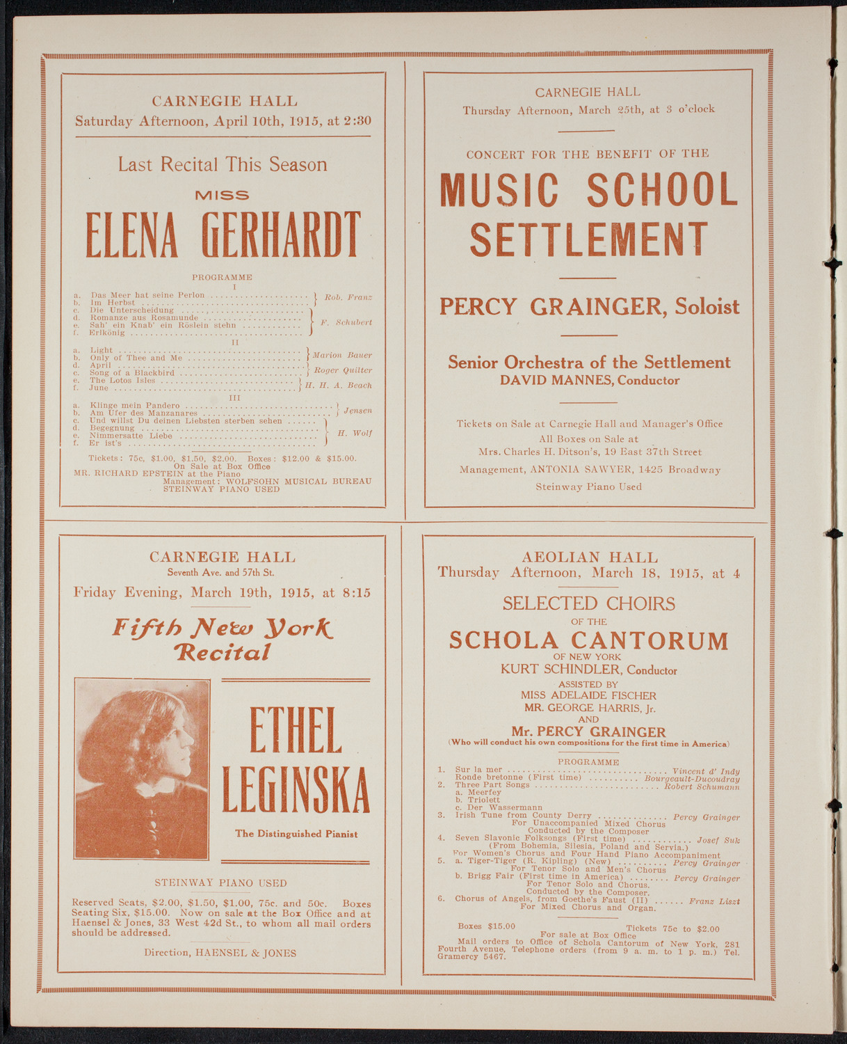 New York Philharmonic, March 13, 1915, program page 10