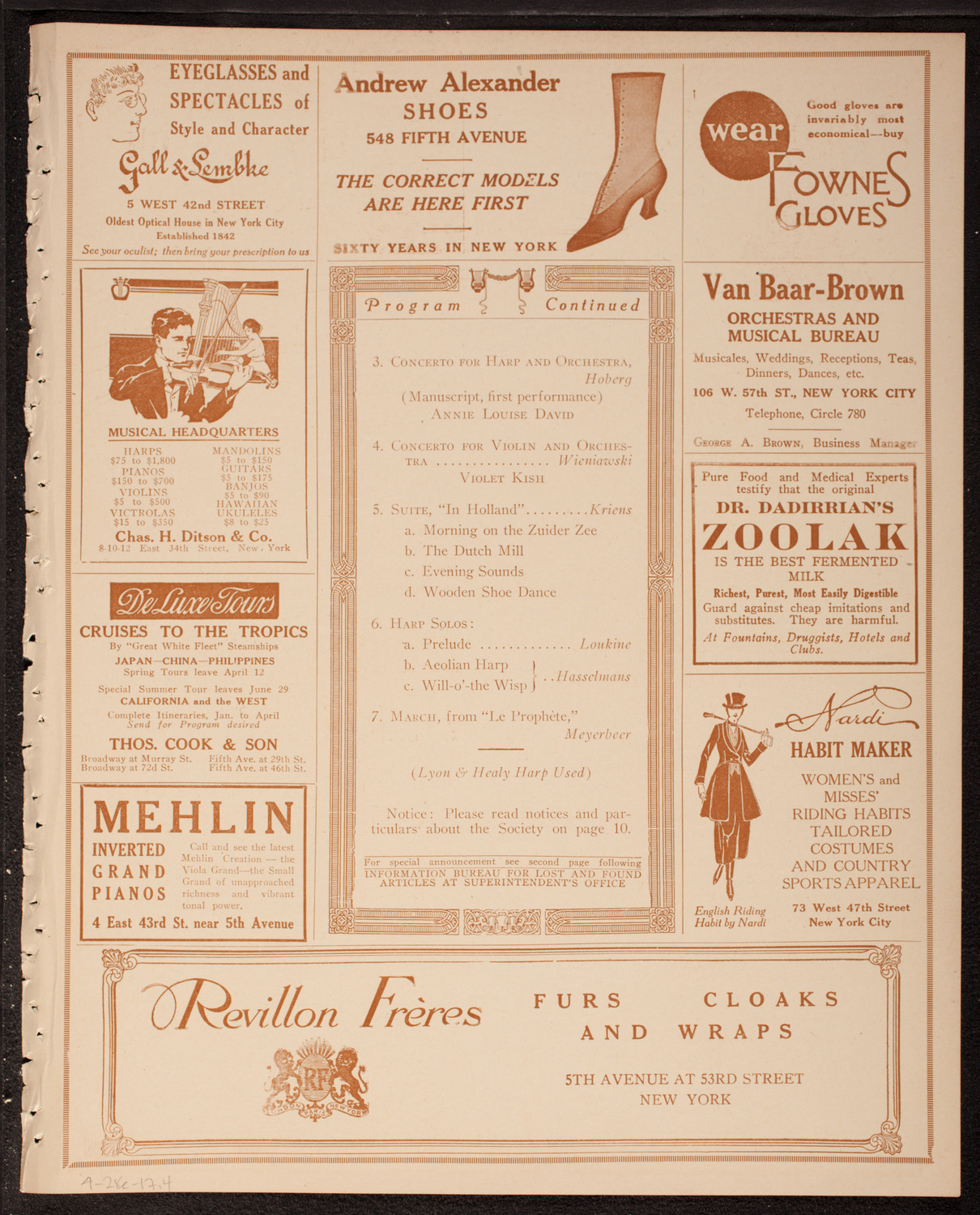 Kriens Symphony Club, April 28, 1917, program page 7