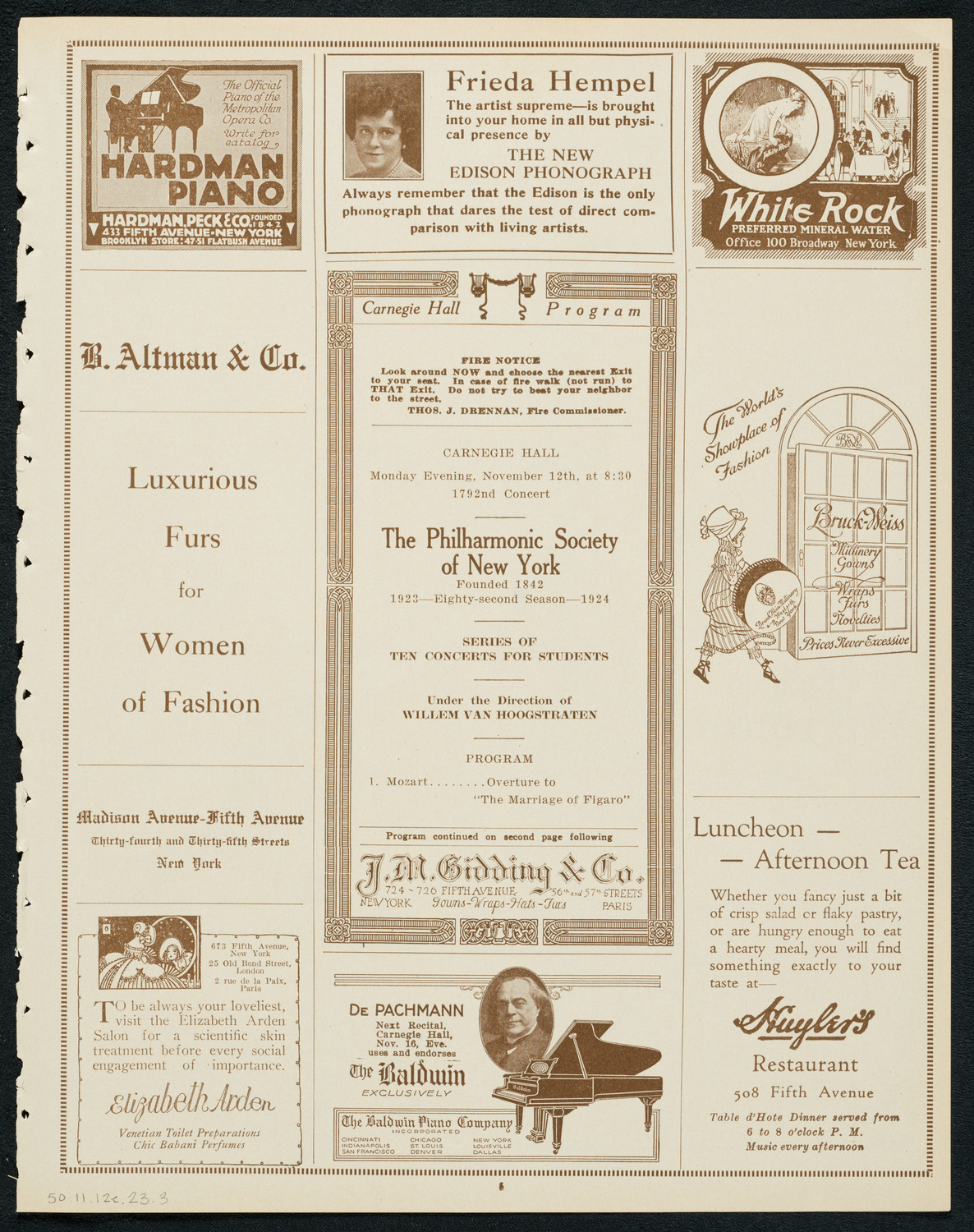 New York Philharmonic Students' Concert, November 12, 1923, program page 5