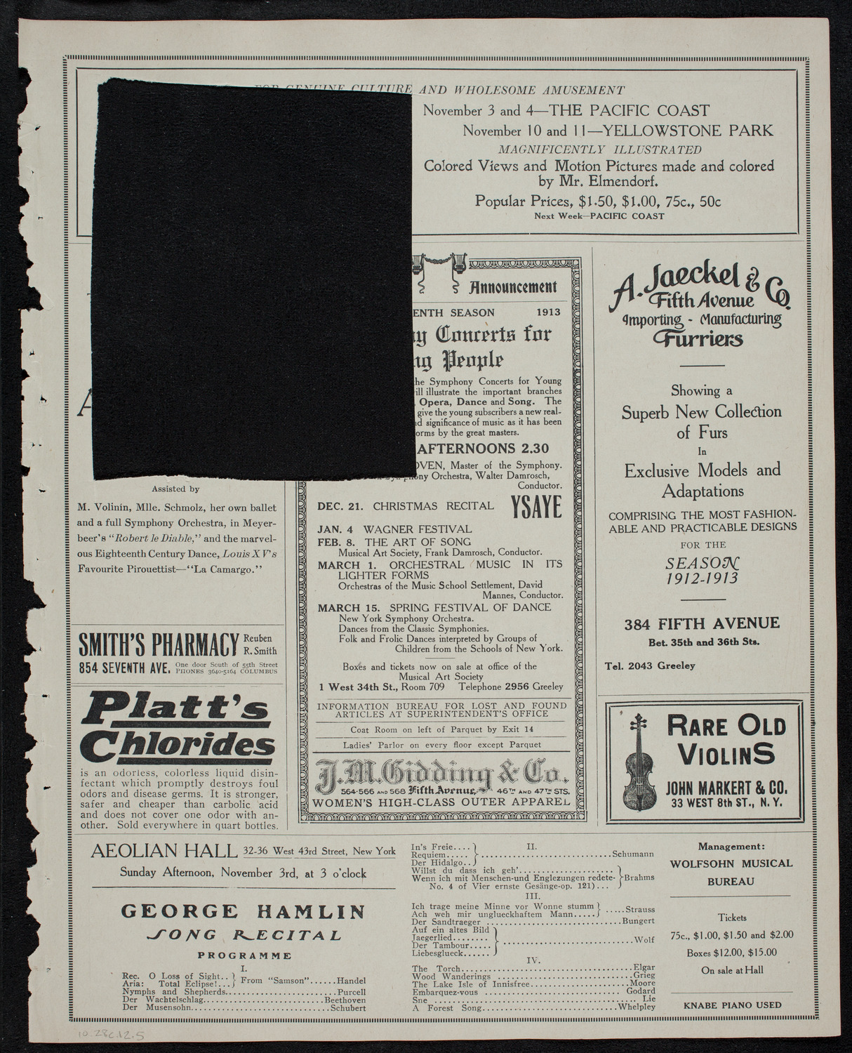 Cristeta Goñi, Violin, assisted by the Gwent Male Glee Singers, October 28, 1912, program page 9
